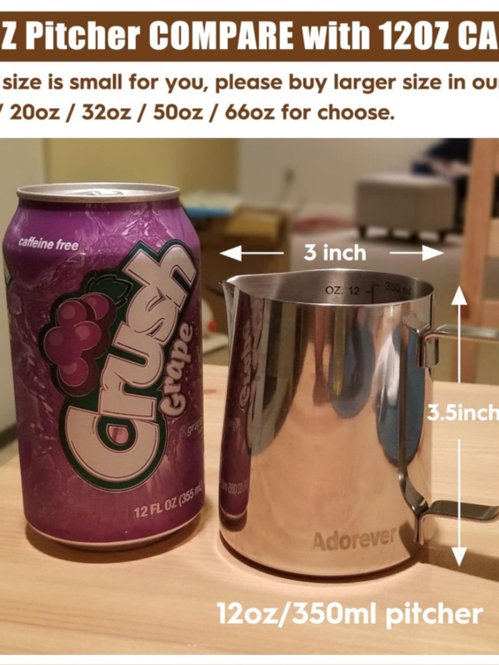 Stainless Steel Milk Frothing Pitcher - Silver 12oz - Picture 4 of 4